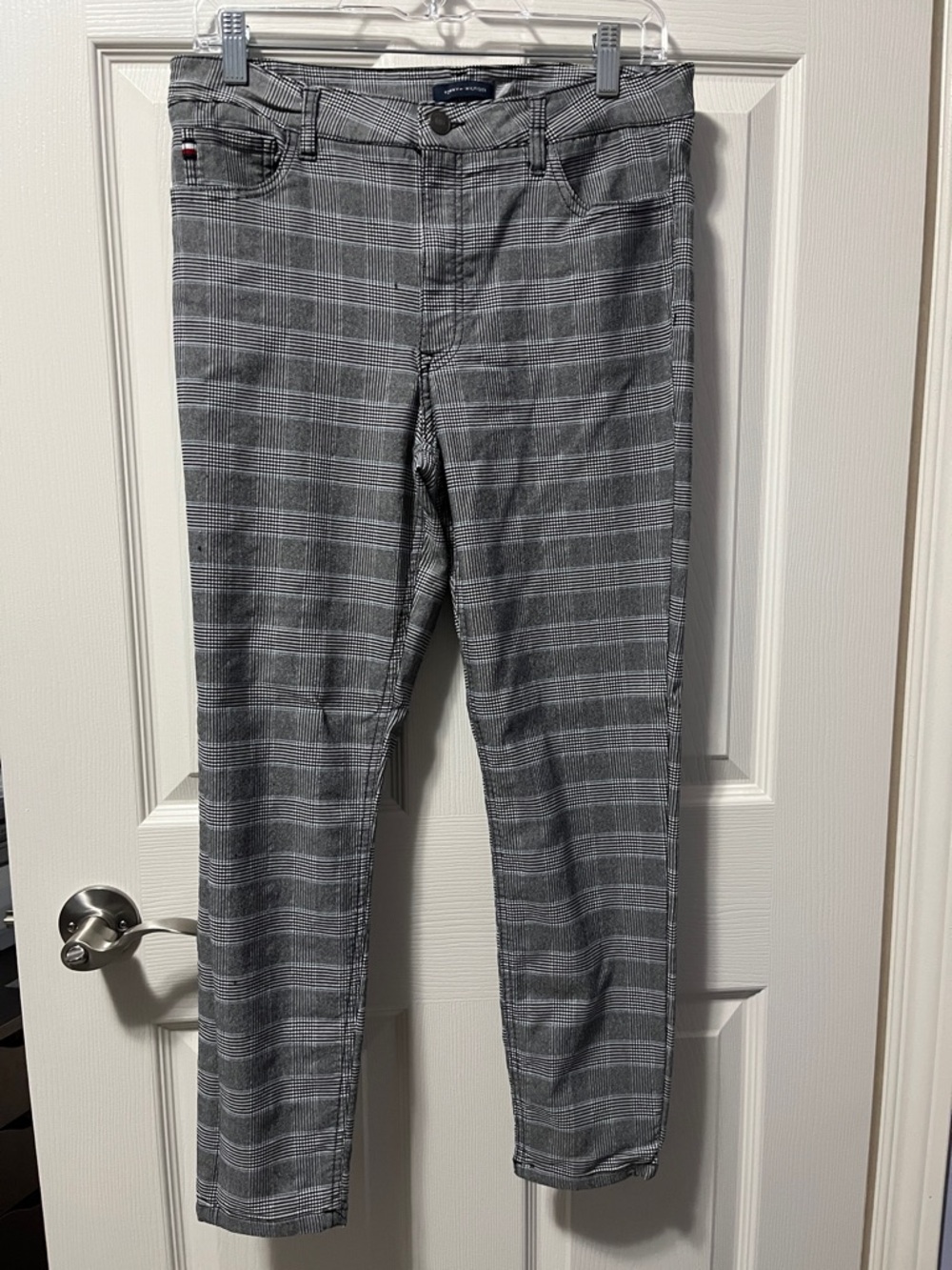 Tommy Hilfiger Women's Dress Pants Skinny Plaid Grey Blue Business Casual